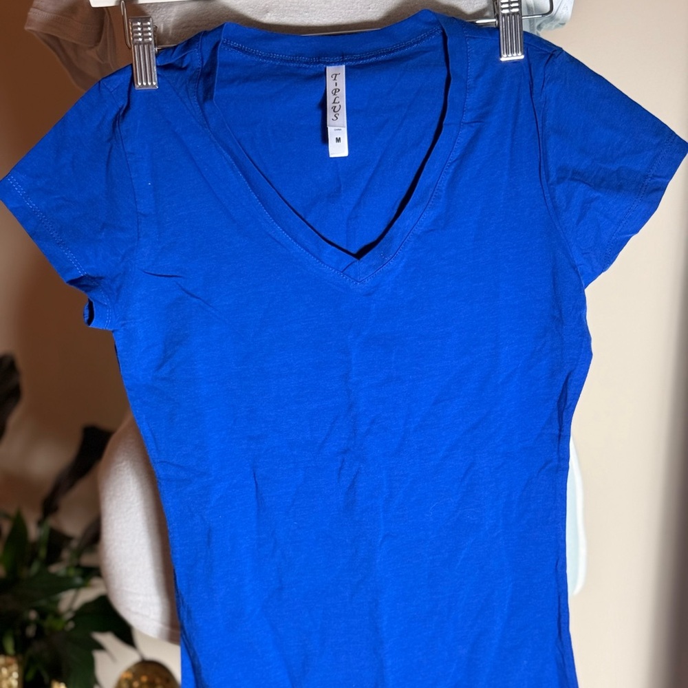 Blue V-Neck Women's Top